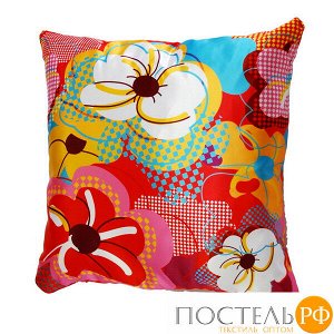 Подушка интерьерная Цветы (A0103, 35х35, 4, Разноцветный, Атлас, Холлофайбер)