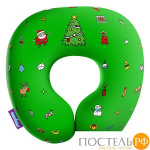 Подушка под шею «Любимый праздник» (H2929C1708A816GR, 29х29, Зеленый, Кристалл, Микрогранулы полистирола)