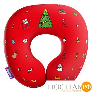 Подушка под шею «Любимый праздник» (H2929C1708A816RD, 29х29, Красный, Кристалл, Микрогранулы полистирола)