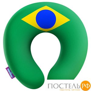 Подушка под шею «Флаги» (H2929C0103B003GR, 29х29, Бразилия, Зеленый, Бифлекс, Микрогранулы полистирола)