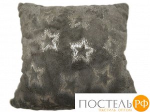 Декоративная подушка меховая со звёздами арт.2-4 (тёмно-серая)