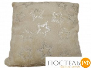 Декоративная подушка меховая со звёздами арт.2-2 (шампань)