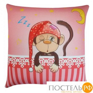 Подушка игрушка «Сонная обезьяна» (АБ000001, 30х30, Красный, Кристалл, Микрогранулы полистирола)