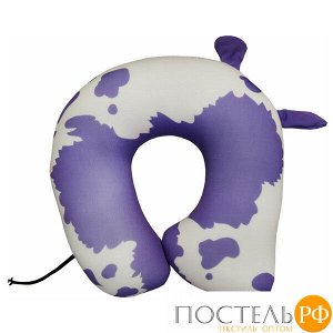 Подушка под шею «Корова» (АБ000019, 30х32, Фиолетовый, Кристалл, Микрогранулы полистирола)