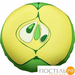 Подушка игрушка «Фрукты» (Аи17дол17, 33х33х9, Яблоко, Зеленый, Кристалл, Микрогранулы полистирола)