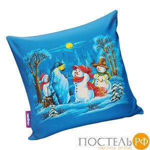Подушка игрушка «Мадам Снеговик» (P2929C1608A104BU, 29х29, Голубой, Кристалл, Микрогранулы полистирола)