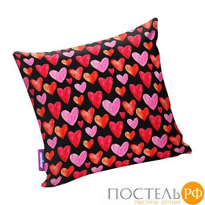 Подушка игрушка «Сердечки» (P2929C1701A006BK, 29х29, Черный, Кристалл, Микрогранулы полистирола)