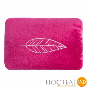 Подушка "Лист", цвет вишнёвый, р-р 40х30 см, с вышивкой, 100% П/Э, велсофт