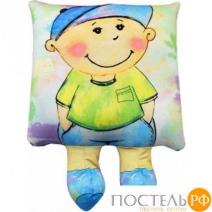 Подушка игрушка «Мальчик» (Ап16сен12, 42х30, Голубой, Кристалл, Микрогранулы полистирола)