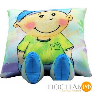 Подушка игрушка «Мальчик» (Ап16сен12, 42х30, Голубой, Кристалл, Микрогранулы полистирола)