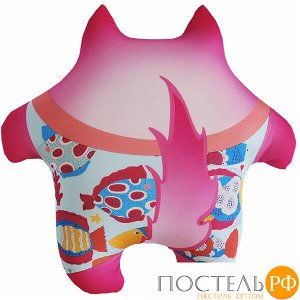 Игрушка «Кошка с рыбкой» (Аи05кот26, 35х35, Розовый, Кристалл, Микрогранулы полистирола)