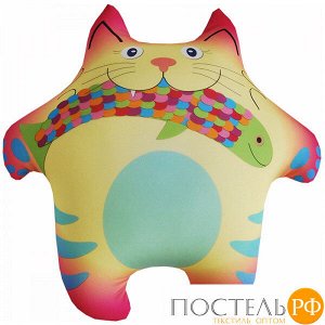 Игрушка «Кот с рыбой» (Аи05кот32, 35х35, Розовый, Кристалл, Микрогранулы полистирола)