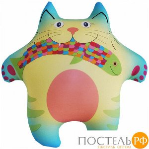 Игрушка «Кот с рыбой» (Аи05кот31, 35х35, Голубой, Кристалл, Микрогранулы полистирола)