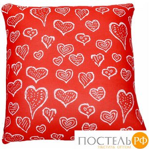 Подушка игрушка «Рисунки мелом» (Ап01люб20, 35х35, 3, Красный, Кристалл, Микрогранулы полистирола)