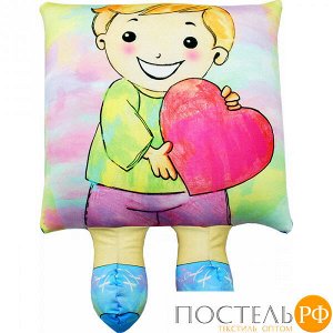 Подушка игрушка «Мальчик» (Ап16сен11, 42х30, Розовый, Кристалл, Микрогранулы полистирола)