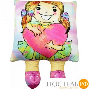 Подушка игрушка «Девочка» (Ап16сен13, 42х30, Розовый, Кристалл, Микрогранулы полистирола)