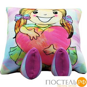 Подушка игрушка «Девочка» (Ап16сен13, 42х30, Розовый, Кристалл, Микрогранулы полистирола)