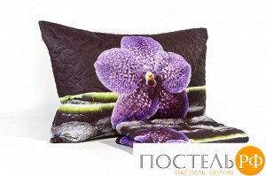НВМК008-14296 Наволочка декоративная "Фиолетовая орхидея", 50*70 см, стеганая микрофибра БОПП пакет