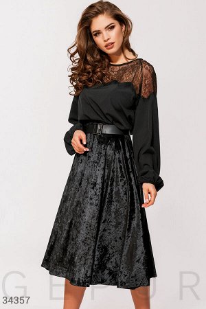 Бархатная юбка черного цвета