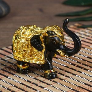 Нэцке полистоун "Слон - символ богатства" чёрный с золотом 5,3х3х7 см