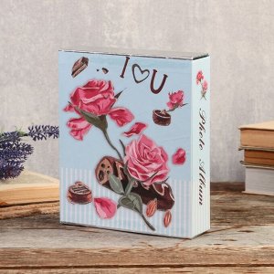 Фотоальбом на 80 фото 10х15 см "Розы и шоколад" в коробке, блёстки МИКС 23х19х5 см