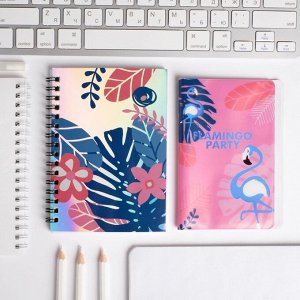 Набор Flamingo: ежедневник 40л, паспортная обложка