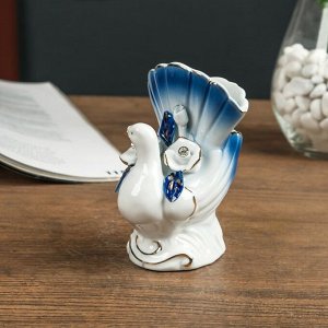 Сувенир керамика вазон "Голубка с розами" синий, стразы 11,5х8х7 см
