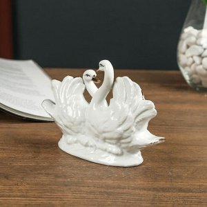 Сувенир керамика "Лебеди белые в пруду" белые с золотом 10х4,5х13,5 см
