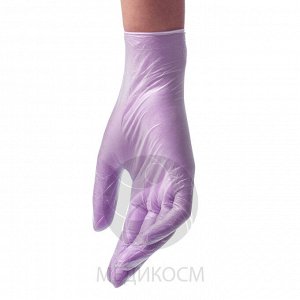 Перчатки BENOVY Vinyl Multicolor, перчатки виниловые, сиреневые, S, 50 пар в упаковке
