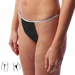 SAFETY Трусики "Tanga" женские, нетканые, спанбонд, черные, 100 шт. в пакете