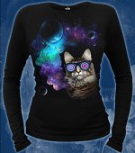 Футболки женские Космический Кот (Светится в темноте и ультрафиолете)