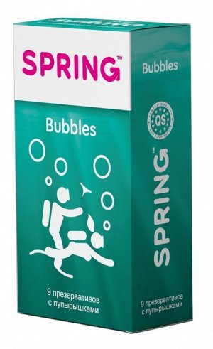 Презервативы SPRING BUBBLES с пупырышками - 9 шт.