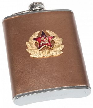 Армейская фляжка с кокардой СА (обтянутая кожей, металлическая накладка) №44