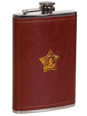 Плоская нержавеющая фляжка в чехле с Орденом Суворова
