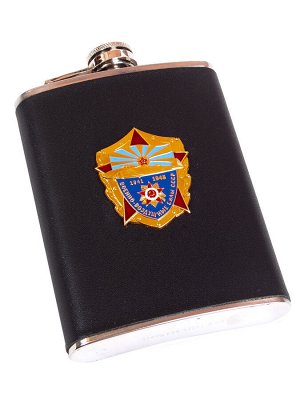 Подарочная фляжка ветерану ВВС СССР - лучшее решение в качестве памятного подарка (обтянута кожей, оригинальная накладка из металла)