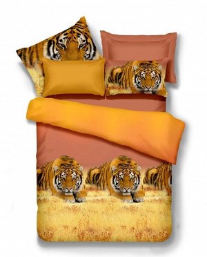 Комплект постельного белья (КПБ) из поплина 3D "Тигры"