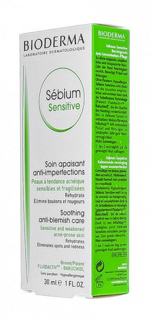 Биодерма Увлажняющий успокаивающий крем Sensitive для проблемной кожи 30 мл (Bioderma, Sebium)