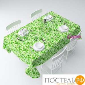 СКГБ004-05636 Скатерть 3D "Зеленые ветки", Габардин (100% полиэстер), 145х220 см, упаковка: ПВХ