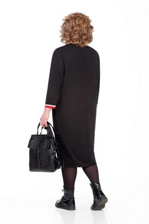 Платье Платье Pretty 1000 чёрный 
Состав ткани: Спандекс-3%; Хлопок-48%; Нейлон-49%; 
Рост: 164 см.

Трикотажное платье прямого силуэта со спущенной проймой. V-образный вырез горловины декорирован тр