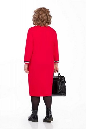 Платье Платье Pretty 1000 красный 
Состав ткани: Спандекс-3%; Хлопок-48%; Нейлон-49%; 
Рост: 164 см.

Трикотажное платье прямого силуэта со спущенной проймой. V-образный вырез горловины декорирован т