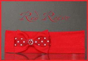 Red Retro…   внутри бантика граненная окруженная стразами прозрачная жемчужинка, которую венчает маленькая стразинка повязки шьются на нужную вам окружность