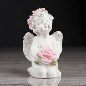 Статуэтка "Ангел с розой", с розовой отделкой, 9 см