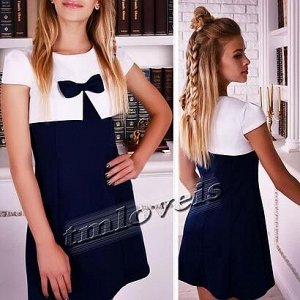 Платье для школы амелия темно-синий/белый