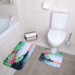 Набор ковриков для ванны и туалета «Рай», 2 шт: 40?45, 45?75 см