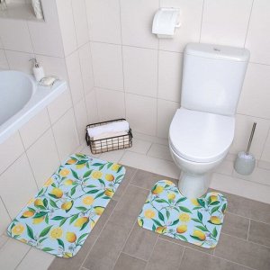 Набор ковриков для ванны и туалета «Лимоны», 2 шт: 40?45, 45?75 см