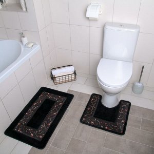 Набор ковриков для ванны и туалета «Ассорти», 2 шт: 46?40, 46?75 см, цвет МИКС