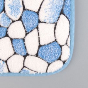 Набор ковриков для ванны и туалета Доляна «Галька», 2 шт: 40x50, 50x80 см, цвет синий
