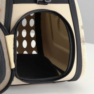 Складная сумка-переноска для кошек и собак с отдельным входом, материал EVA, 43,5 х 28 х 33 см, бежевая