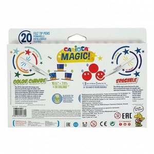 Фломастеры меняющие цвет/стираемые Carioca "Magic Markers", 18 цветов + 2, 20 штук, картон, европодвес