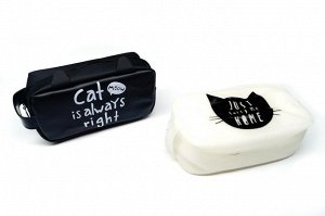 Пенал экокожа "Cat is always right", в ассортим, цвета черный/белый. 9046129